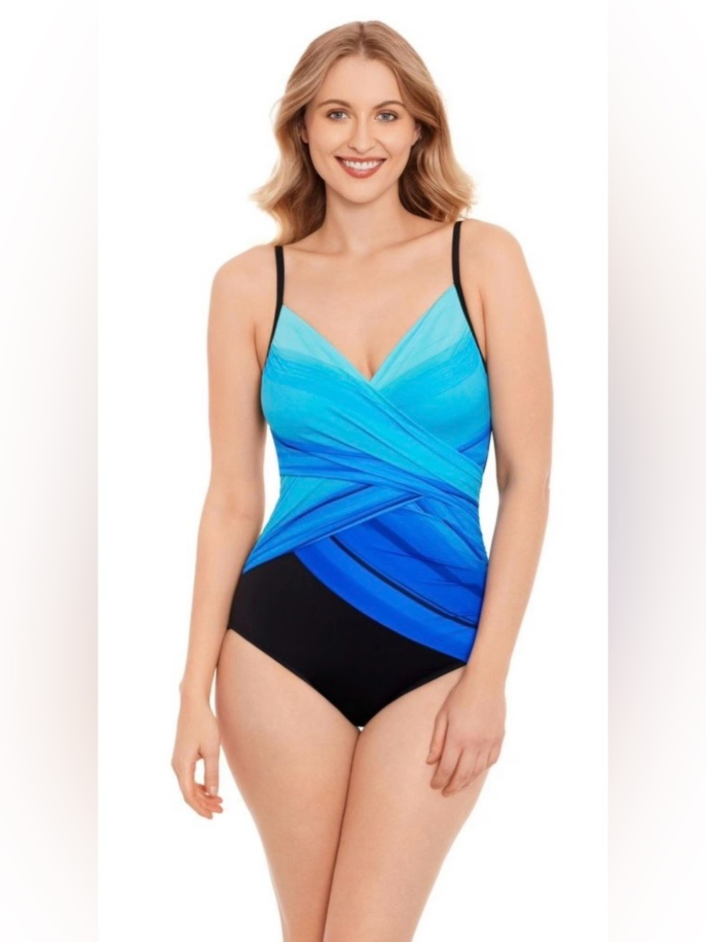 Embrace Your Curves by Miracle Brands Makenna Surplice One-Piece Swimsuit SizeXL